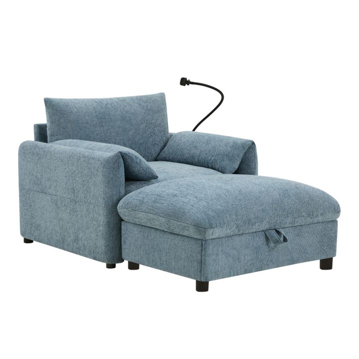 Kiple Modern Chenille Accent Chair & Ottoman Set