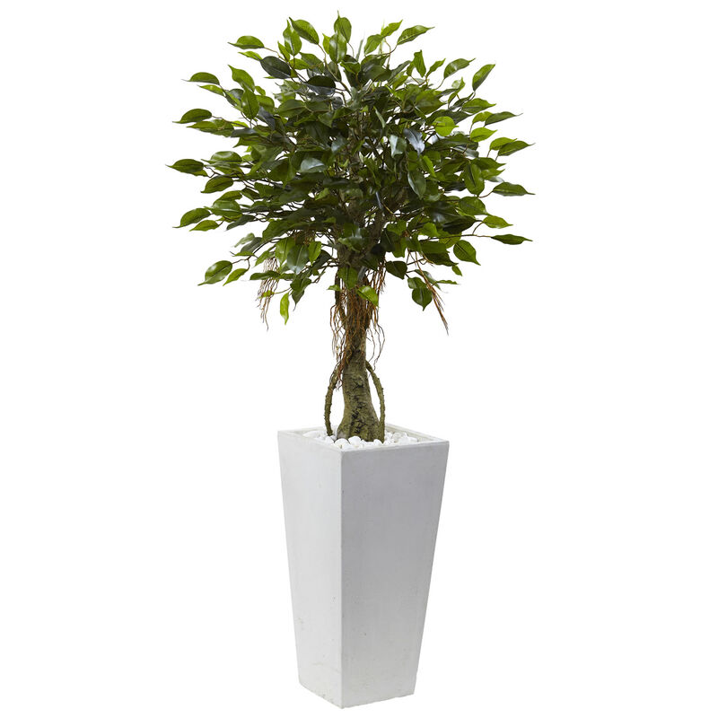 Nearly Natural 52-in Ficus Tree with White Planter UV Resist (Indoor/Outdoor) image number 2