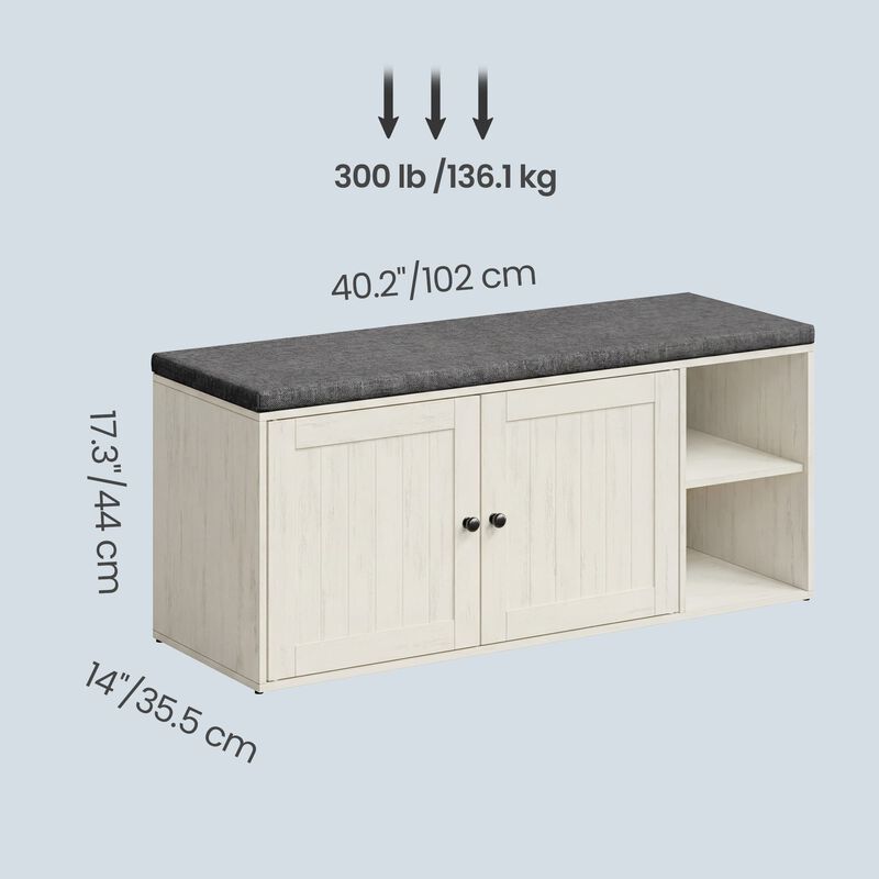 Storage Bench with Door Shoe Cabinet for Entryway Organization image number 2