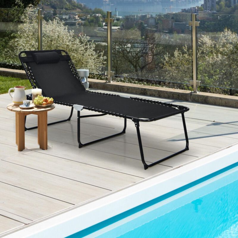 Hivvago 4 Position Folding Lounge Chaise with Adjustable Backrest and Footrest