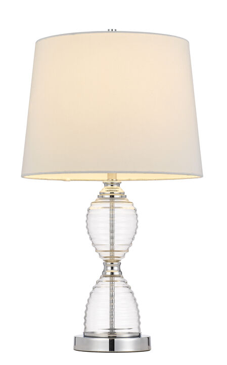 Hivvago 24" Clear Metal Table Lamp With White Empire Shade