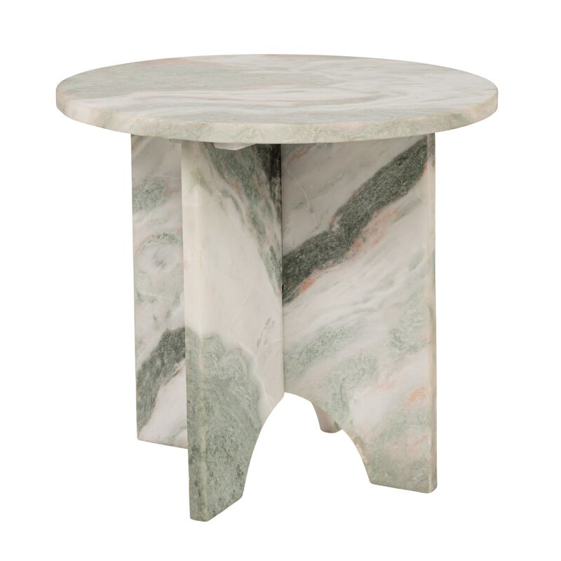 Sculptural Marble Table with Interlocking Base, Mint Green image number 5
