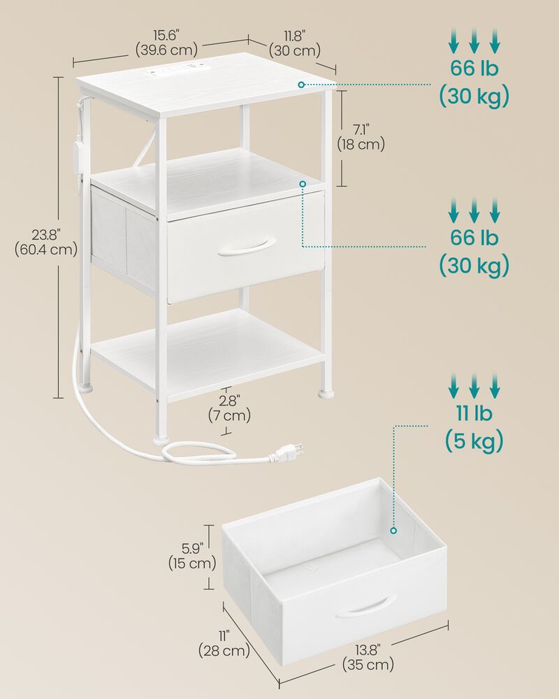 Smart Bedside Table with USB Charging and App Controlled LED Lights image number 2