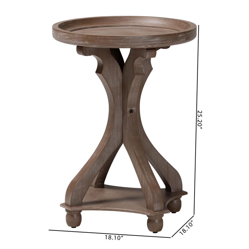 Baxton Studio Westlyn French Country Antique Brown Wood End Table
