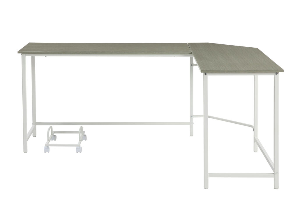 HomeRoots 66" Gray and White L Shape Computer Desk