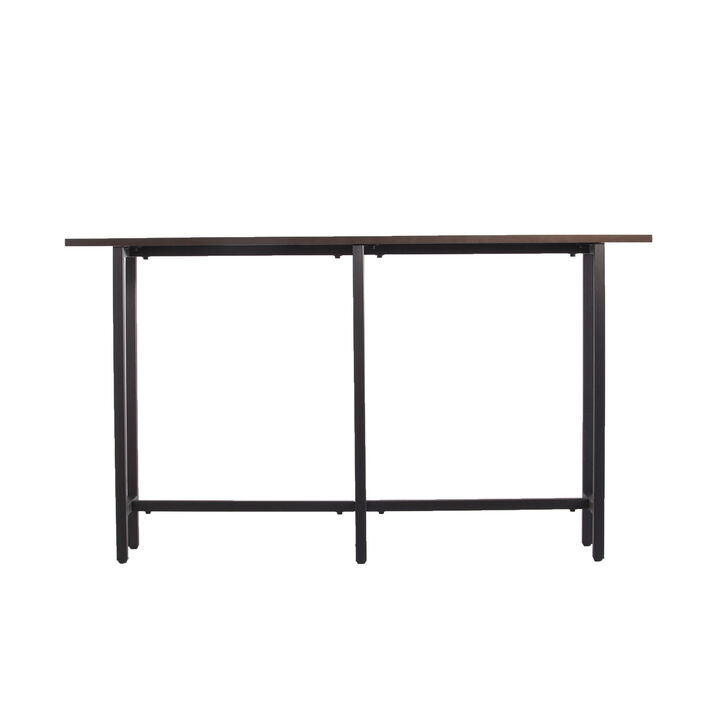 HomeRoots 54" Espresso and Black Wood and Iron Console Table