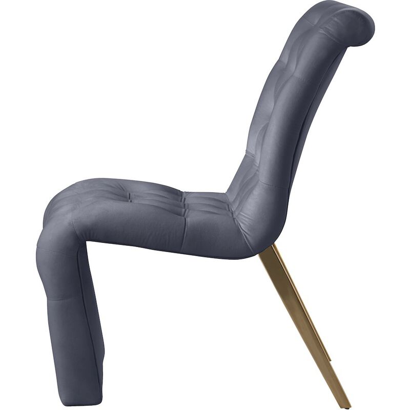 Meridian Furniture Curve Grey Velvet Dining Chair, Set of 2