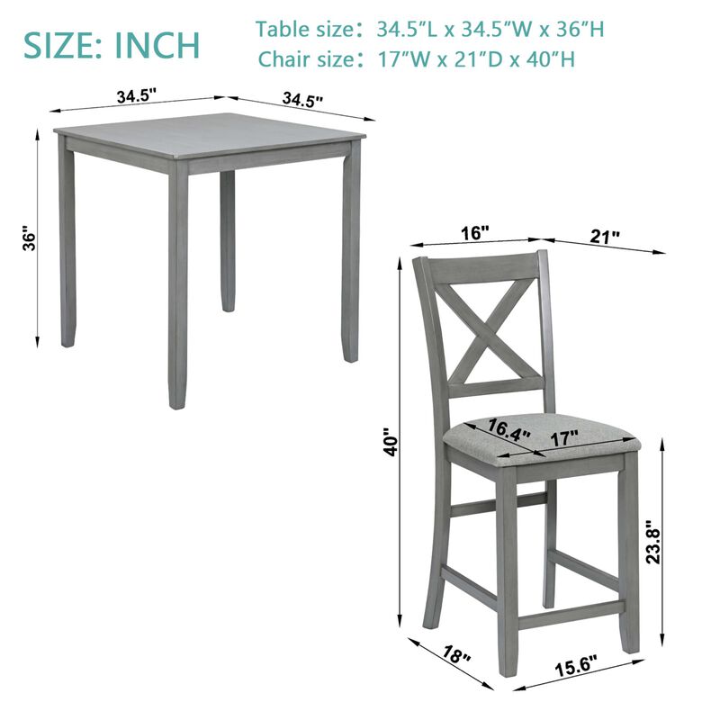 Wipnaf 5‑Piece Square Counter‑Height Dining Table Set image number 9