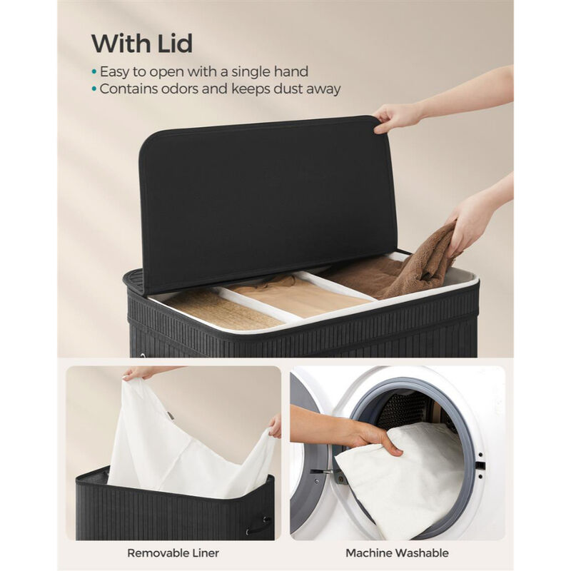 39.6 Gallon Laundry Hamper Wicker Style with Lid Storage Basket image number 2
