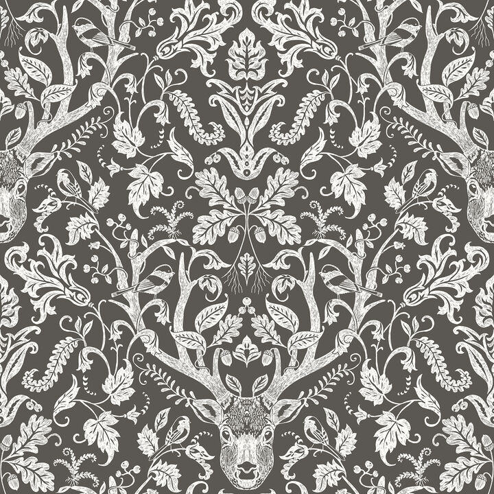 Kiwassa Brown Antler Damask Wallpaper (Set of 2)