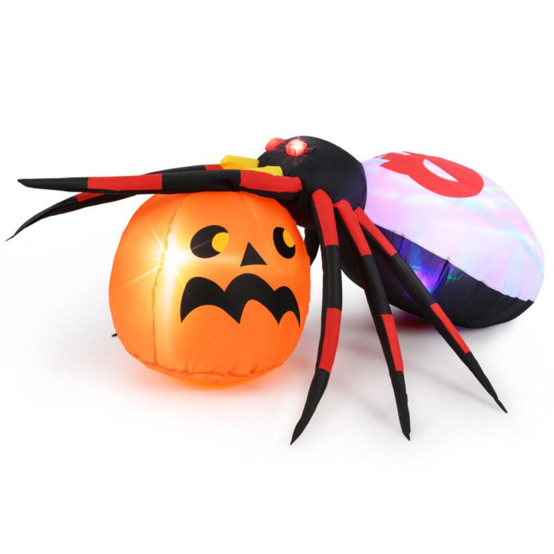 Hivvago Inflatable Spider with Pumpkin and Rotating Light