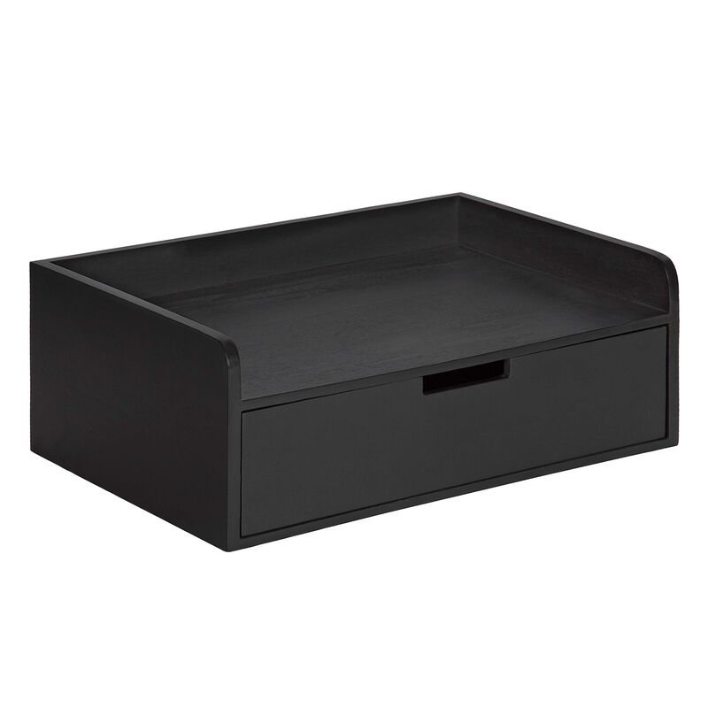 Kate and Laurel Kitt Modern Floating Wall Shelf Side Table with Drawer, 18"" x 12"" x 6.5"", Black