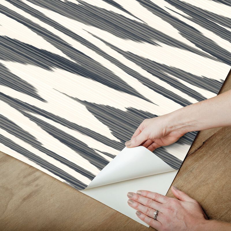 Flamed Zig Zag Black Peel & Stick Wallpaper (Double Roll) image number 6
