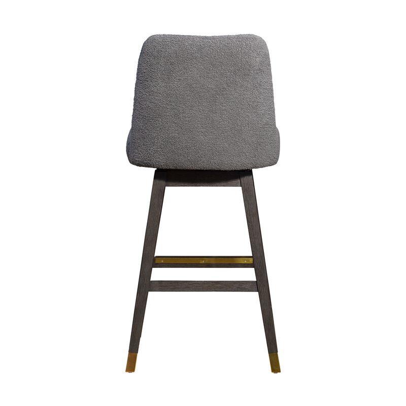 Swivel Bar Stool in Gray Oak Wood Finish with Gray Boucle Fabric image number 7