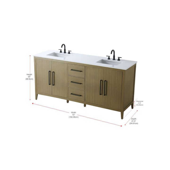 Elegant Kitchen and Bath 72  Inch Double Bathroom Vanity In Chestnut Brown