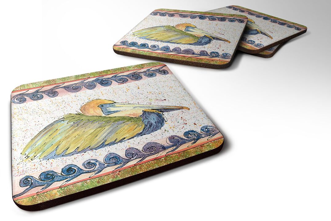 Caroline's Treasures 8053FC Bird-Pelican Foam Coasters (Set of 4), 3.5 H x 3.5 W, Multicolor