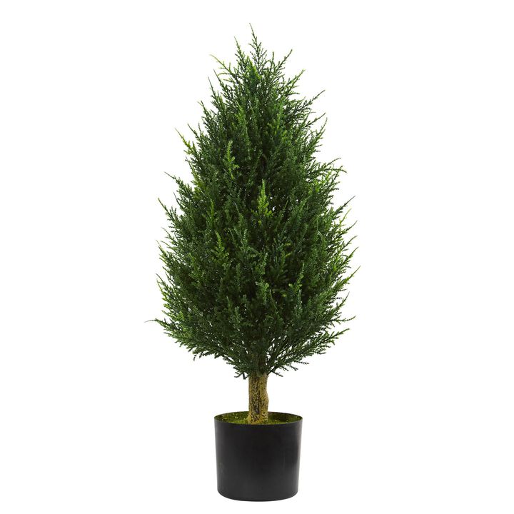 Hivvago 3 Feet Cypress Tower Artificial Tree UV Resistant (Indoor/Outdoor)