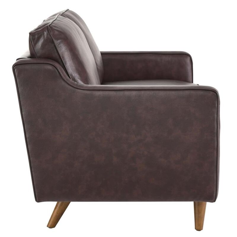 Modway Impart Modern Cushion Back Genuine Leather Upholstered Loveseat in Brown image number 3