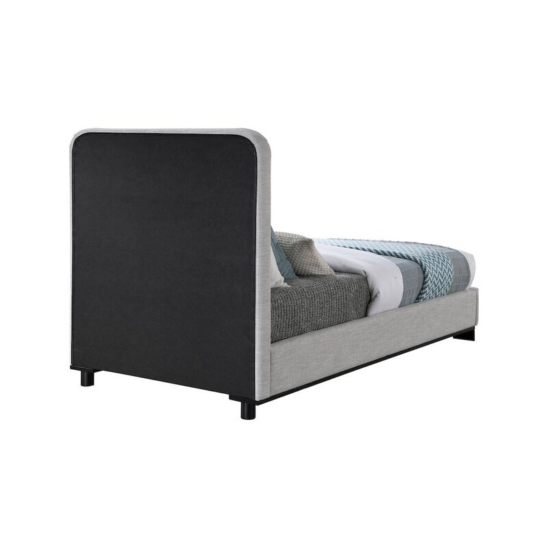 Meridian Furniture Nolita Grey Linen Textured Fabric Twin Bed