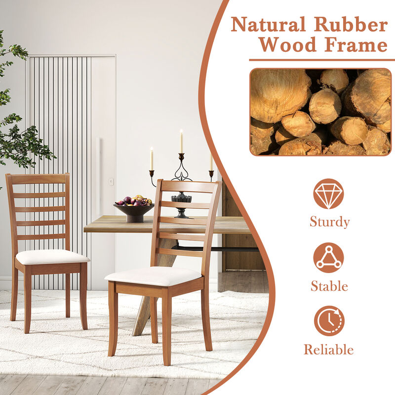 Set of 2 Modern Wooden Upholstered Dining Chairs for Kitchen-Beige image number 6