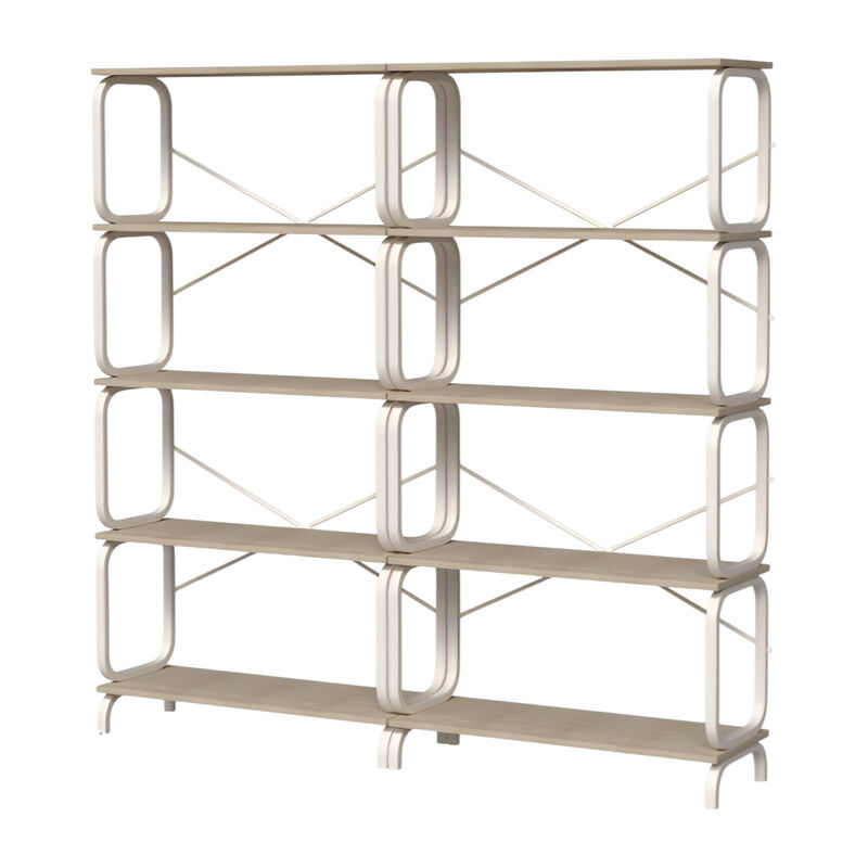 5-Tier Large Book Shelf with White Metal Frame for Home Office or Living Room