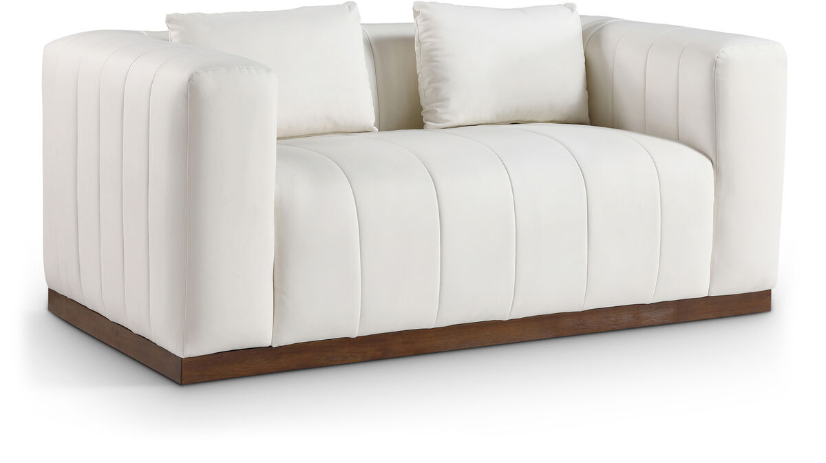 Meridian Furniture Mallina Cream Vegan Leather Loveseat