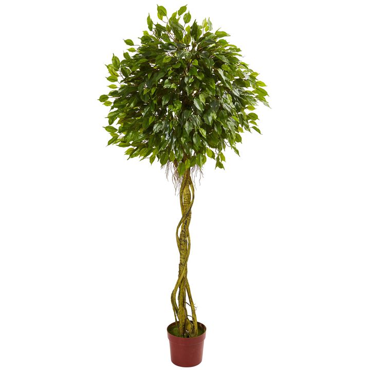 HomPlanti 6 Feet Ficus Artificial Topiary Tree UV Resistant (Indoor/Outdoor)