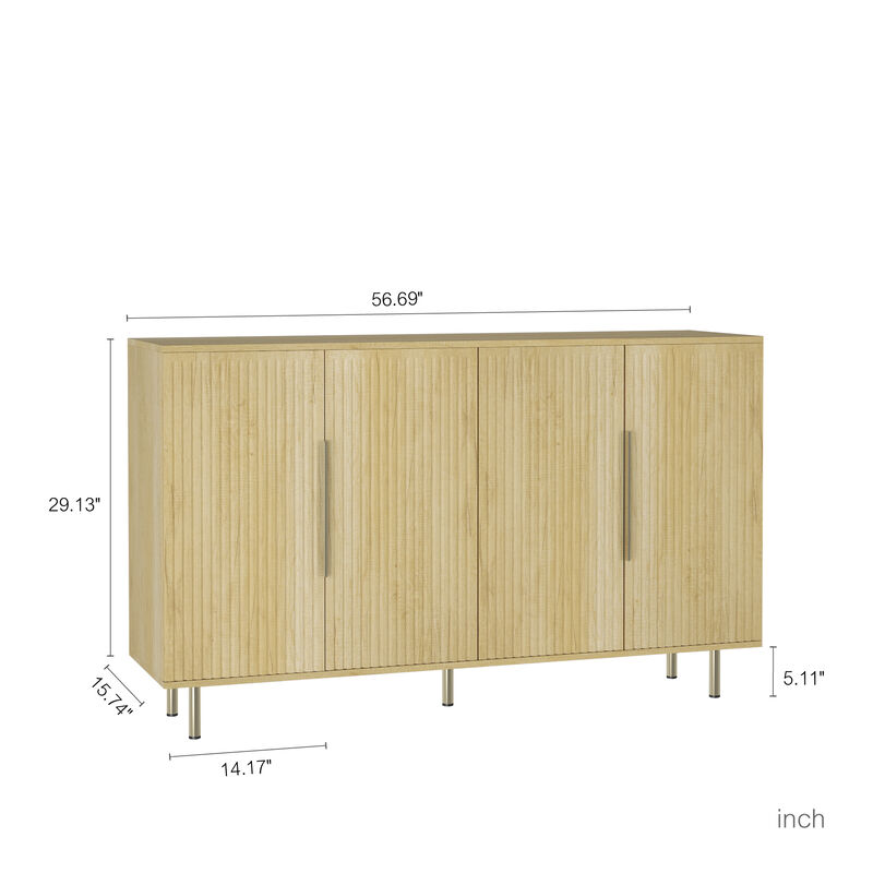 TATEUS Modern Sideboard Credenza with Adjustable Storage Shelves