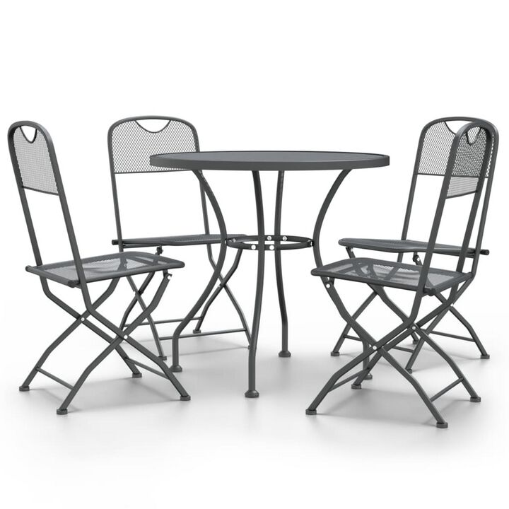 Yoko 5pc Outdoor Breakfast Dining Set, 4 Chairs, 1 Table, Dark Gray - Benzara