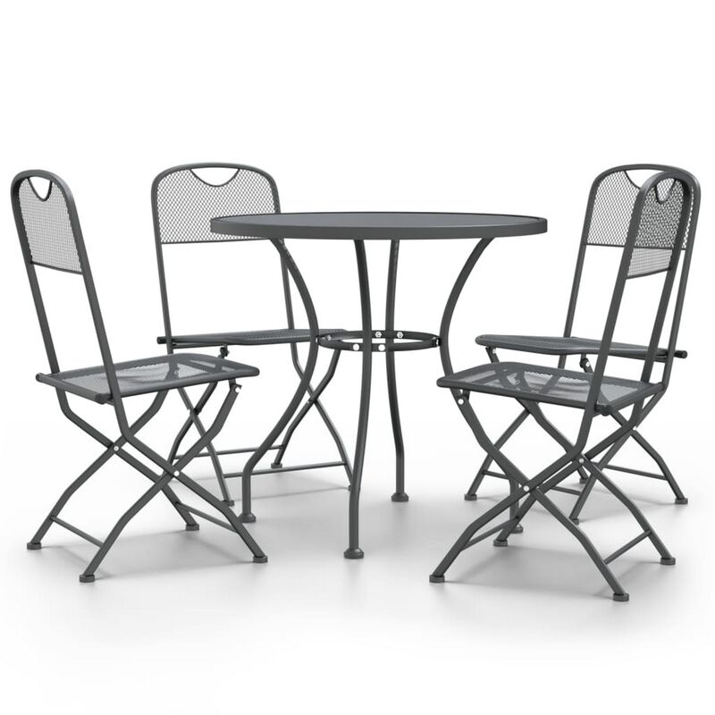 Yoko 5pc Outdoor Breakfast Dining Set, 4 Chairs, 1 Table, Dark Gray - Benzara