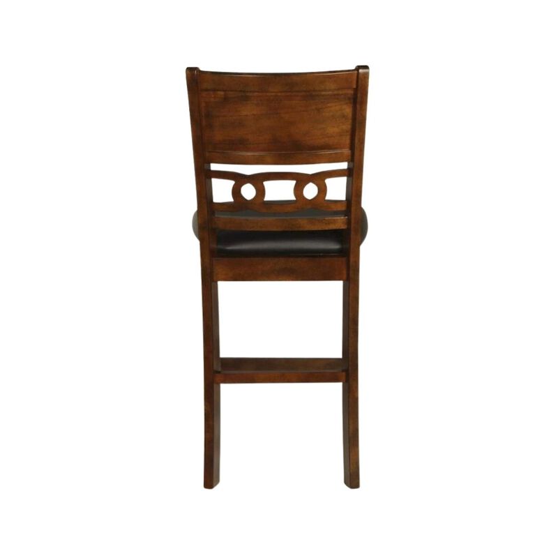Brown Wood Counter Height Dining Chair Set of 4, PU Seat, Solid Construction image number 2