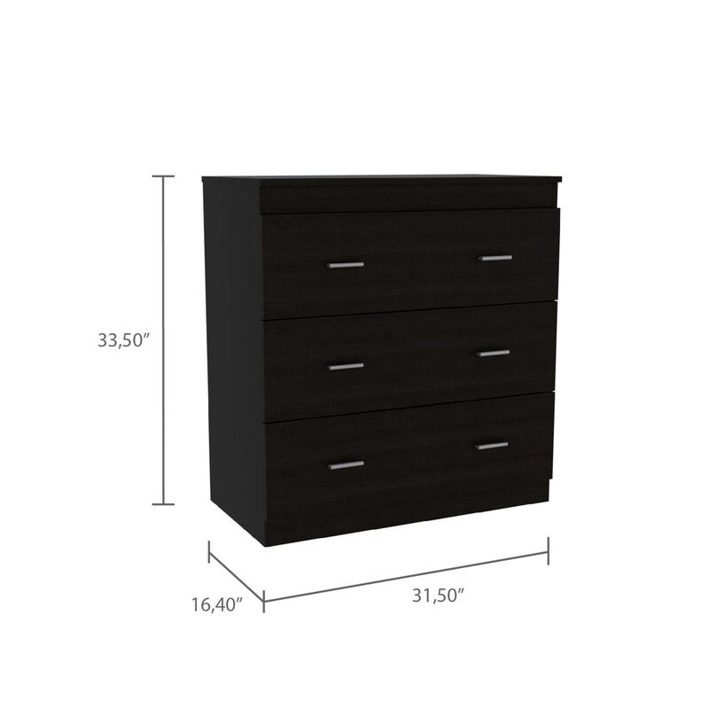 DEPOT E-SHOP Capri Three Drawer Dresser, Superior Top, Metal Handles, White