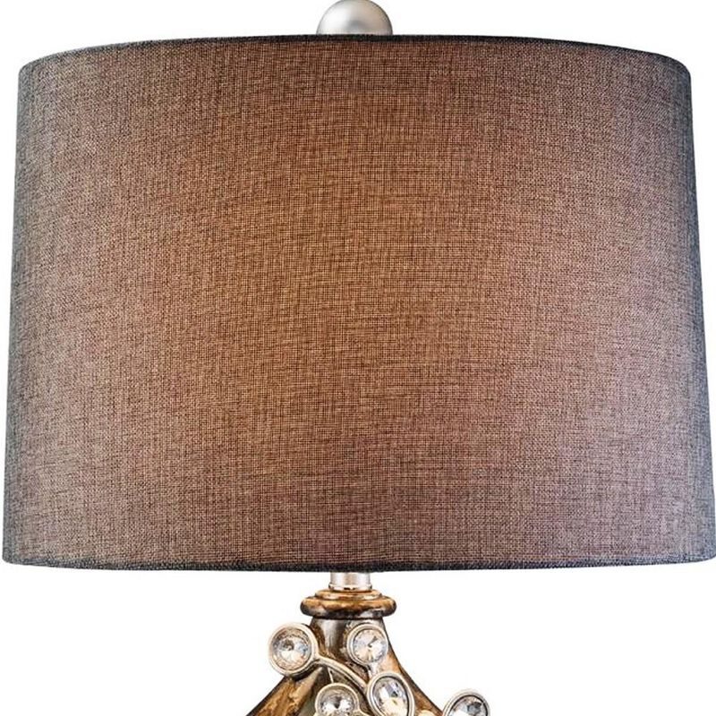 Hivvago Brown and Gold Faux Crystal Glam Accent Table Lamp