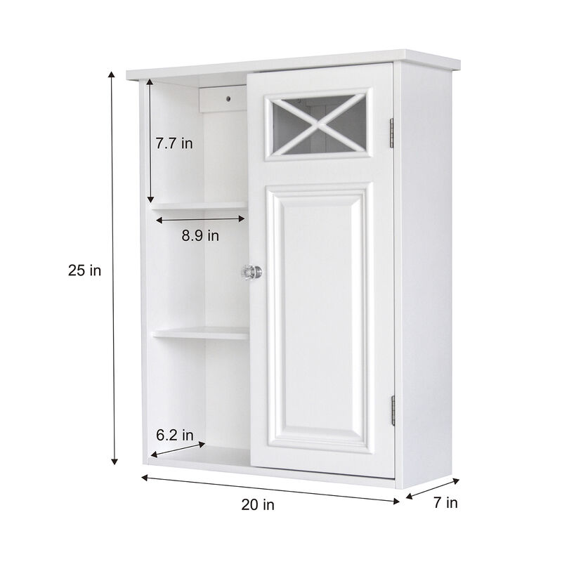 Teamson Home Dawson Removable Wooden Wall Cabinet with Cross Molding- White