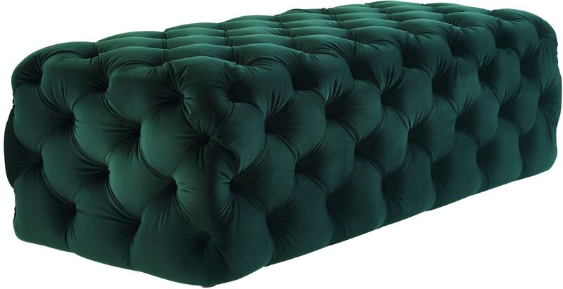 TOV Furniture The Kaylee Collection Modern Style Living Room Jumbo Velvet Upholstered Button Tufted Ottoman, Green image number 3