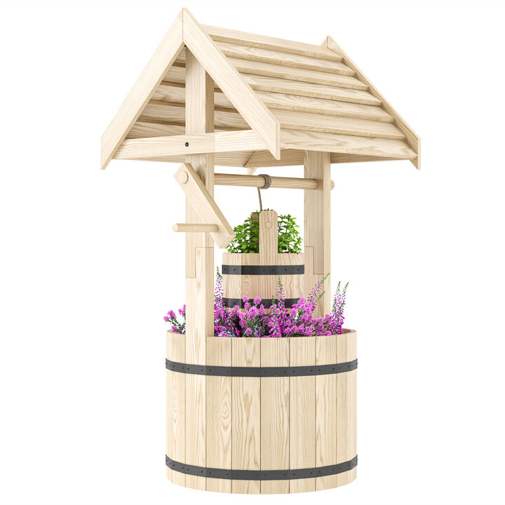 Hivvago Decorative Wooden Wishing Well for Garden