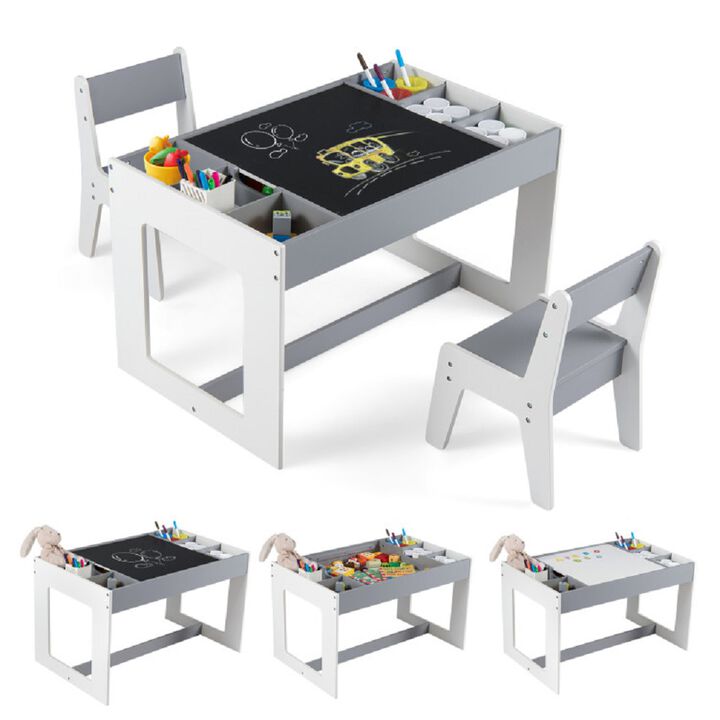 Children&rsquo;s Table and Chair Set, Multifunctional with Chalkboard