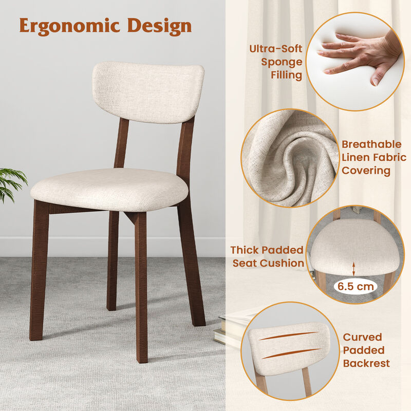 Dining Table Set for  Five Piece with 4 Solid Rubber Wood Frame and Padded Seats Chair-Brown image number 6