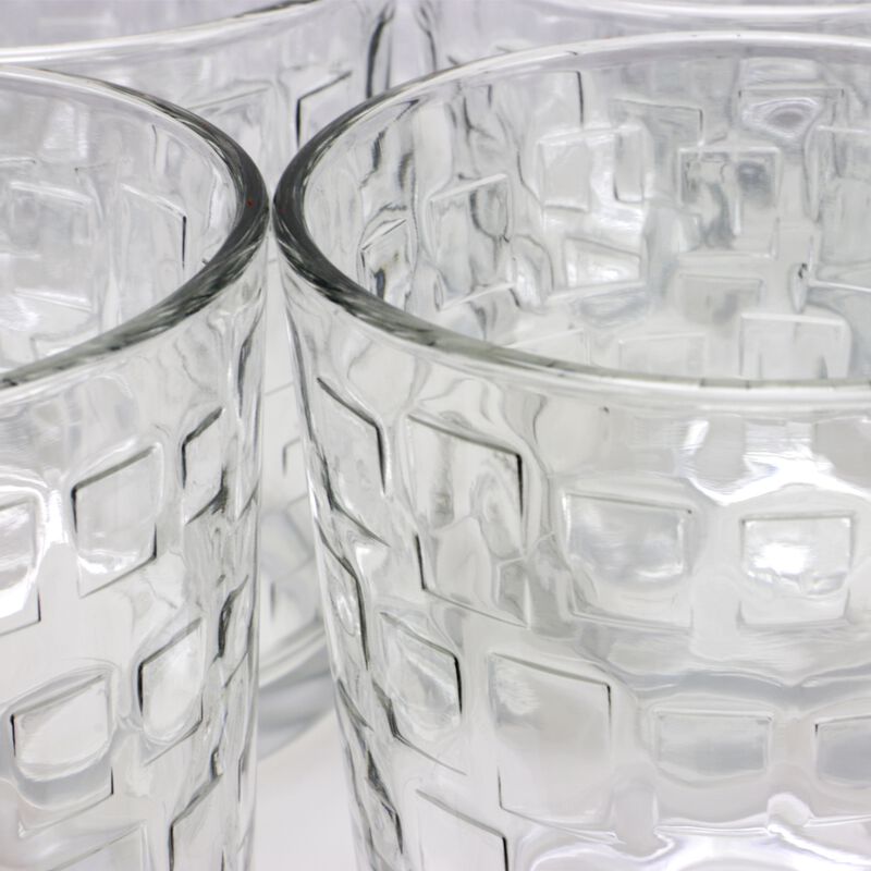 Gibson Home Great Foundations 16 Piece Tumbler and Double Old Fashioned Glass Set in Square Pattern