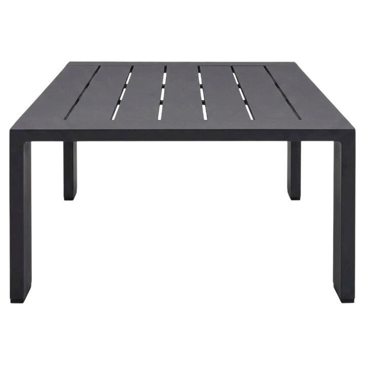Powder-Coated Aluminum Rectangular Outdoor Patio Coffee Table, Gray