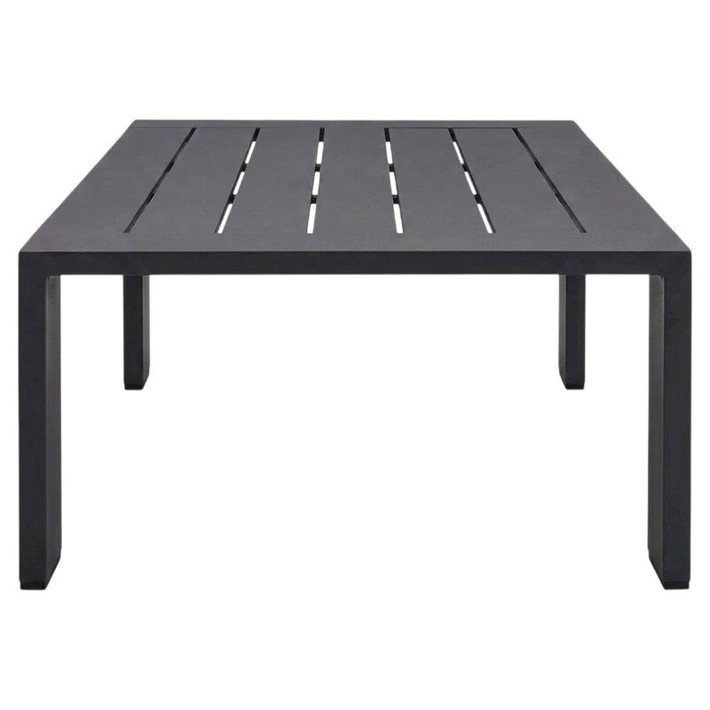 Powder-Coated Aluminum Rectangular Outdoor Patio Coffee Table, Gray image number 0