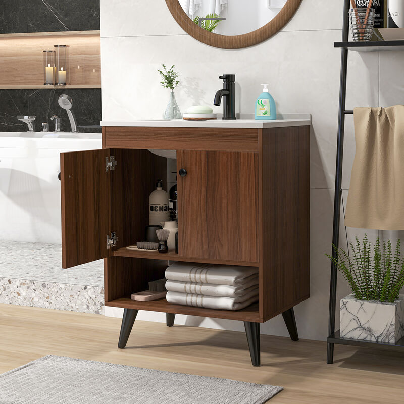 Wooden Bathroom Storage Cabinet with Sink