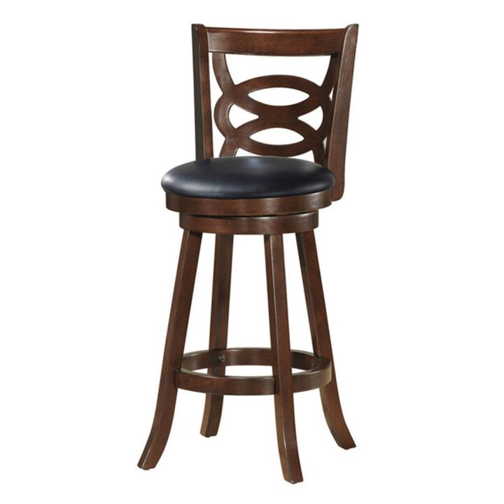 Counter Height Upholstered Espresso Swivel Dining Chair with Cushion Seat