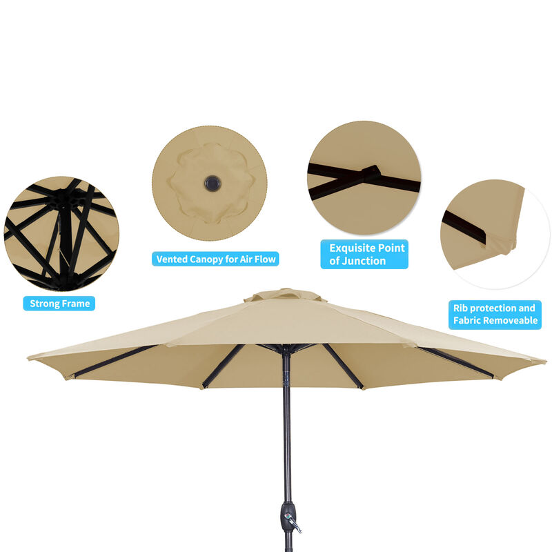 Mondawe 9ft Patio Umbrella Outdoor Umbrella Patio Market Umbrella with Push Button Tilt and Crank
