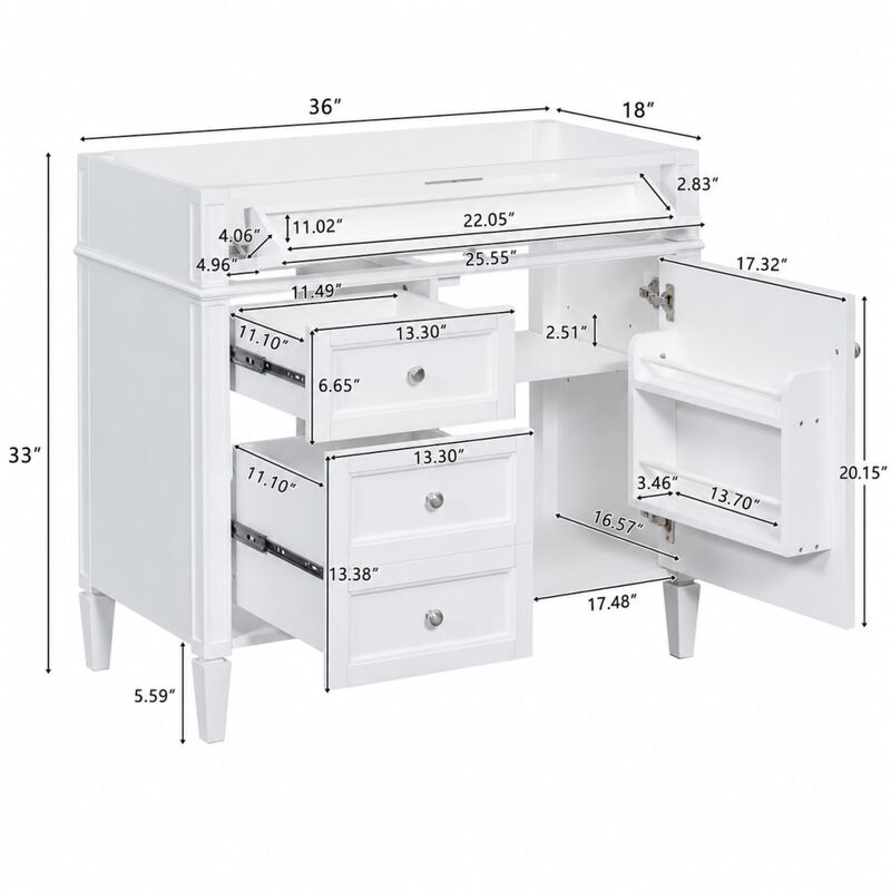 36" Bathroom Vanity Without Top Sink image number 1