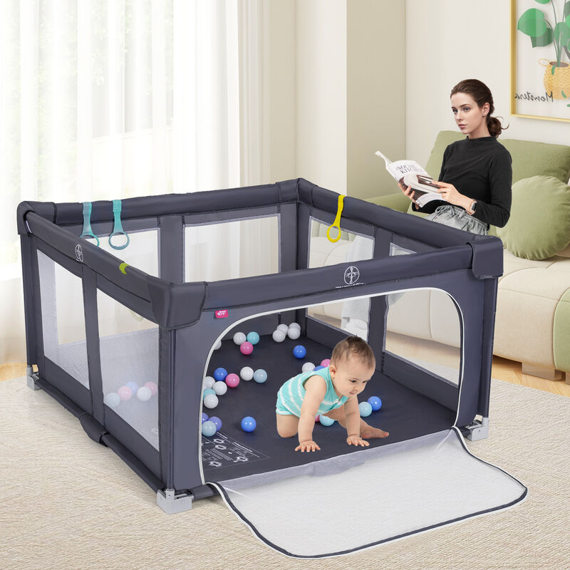 Large Foldable Baby Play Yard, BPA-Free Toddler Safety Playpen Fence for Home Use image number 1