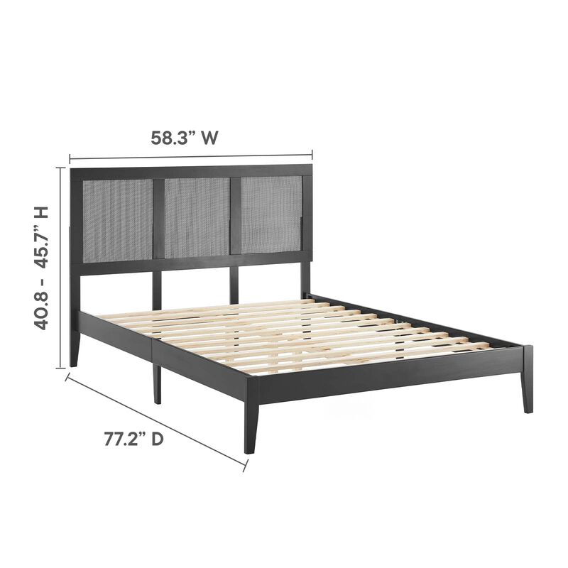 Sirocco Rattan and Wood Full Platform Bed - Benzara image number 8