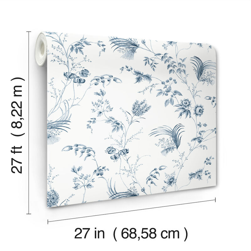 Floral Lace Navy Wallpaper (Set of 2) image number 2