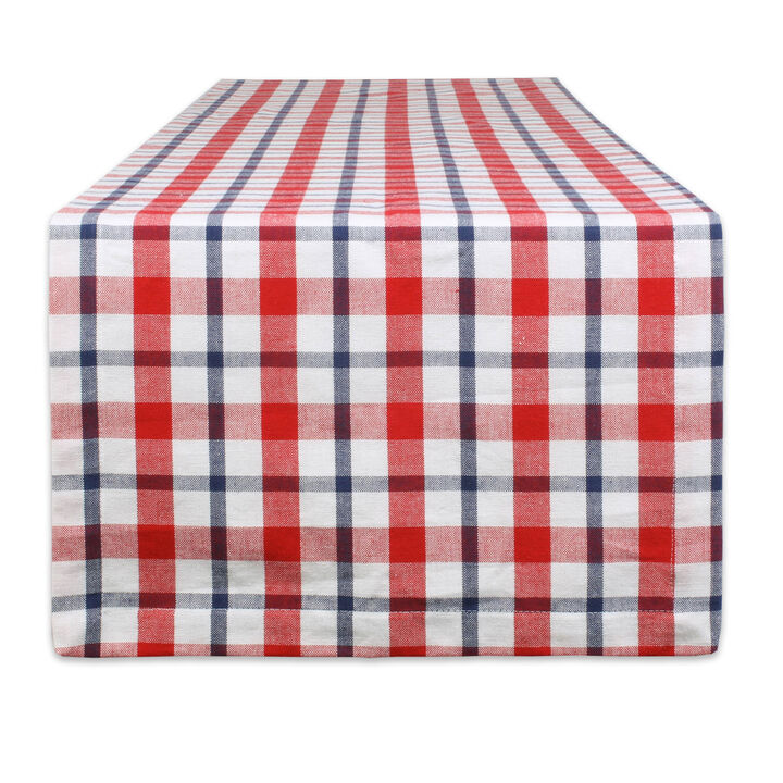 14" x 108" Red and White Plaid Table Runner