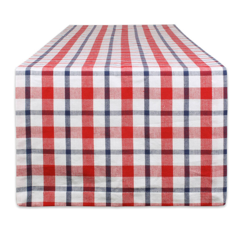 14" x 108" Red and White Plaid Table Runner